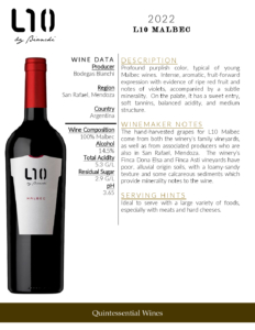 2022 L10 Malbec – Fact Sheet