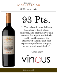 2020 Bianchi IV Generación Gran Corte – 93 points, Vinous – Accolade Sell Sheet