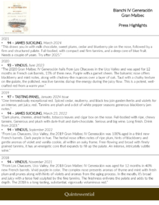 Bianchi IV Generación Gran Malbec – Press Highlights