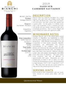 2019 Oasis Sur Cabernet Sauvignon – Fact Sheet