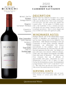 2020 Oasis Sur Cabernet Sauvignon – Fact Sheet