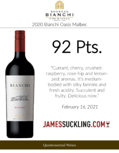 2020 Oasis Sur Malbec – 92 points, James Suckling – Accolade Sell Sheet