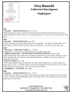 Elsa Bianchi Cabernet Sauvignon – Press Highlights