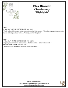 Elsa Bianchi Chardonnay – Press Highlights