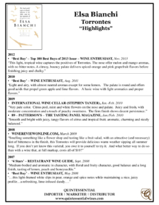 Elsa Bianchi Torrontés – Press Highlights