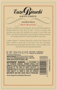 Enzo Bianchi Gran Corte – Back Label – Non-Vintage