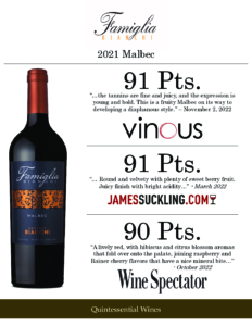 2021 Famiglia Bianchi Malbec – Accolades Sell Sheet