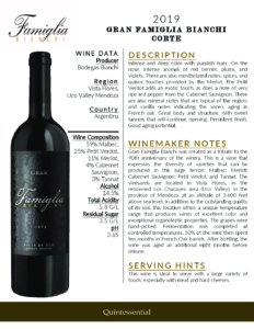 2019 Gran Famiglia Bianchi Corte – Fact Sheet