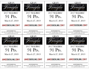 2017 Gran Famiglia Bianchi Malbec – 91 points, James Suckling – Shelftalker