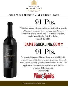 2017 Gran Famiglia Bianchi Malbec – Accolades Sell Sheet