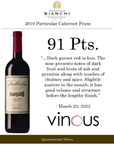 2019 Particular Cabernet Franc – 91 points, Vinous – Accolade Sell Sheet