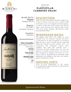 2019 Particular Cabernet Franc – Fact Sheet