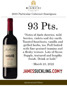 2019 Particular Cabernet Sauvignon – 93 points, James Suckling – Accolade Sell Sheet