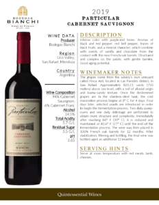 2019 Particular Cabernet Sauvignon – Fact Sheet