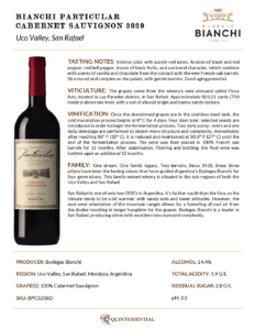 2020 Particular Cabernet Sauvignon – Fact Sheet