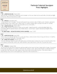 Particular Cabernet Sauvignon – Press Highlights