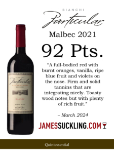 2021 Particular Malbec –  92 points, James Suckling – Accolade Sell Sheet
