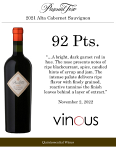 2021 Pascual Toso Alta Cabernet Sauvignon – 92 points, Vinous – Accolade Sell Sheet