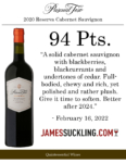 2020 Pascual Toso Reserva Cabernet Sauvignon – 94 points, James Suckling – Accolade Sell Sheet