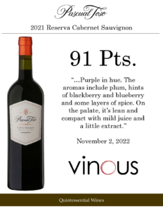 2021 Pascual Toso Reserva Cabernet Sauvignon – 91 points, Vinous – Accolade Sell Sheet