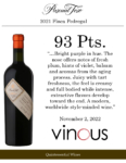 2021 Pascual Toso Ultra Premium Finca Pedregal – 93 points, Vinous – Accolade Sell Sheet