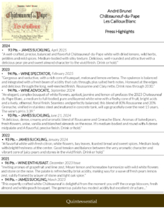 André Brunel Châteauneuf-du-Pape Les Cailloux Blanc – Press Highlights