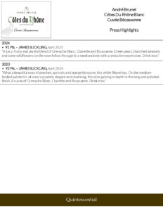 André Brunel Côtes du Rhône Cuvée Becassonne – Press Highlights