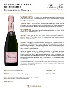 Champagne Palmer Rosé Solera – Fact Sheet