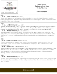 André Brunel Châteauneuf-du-Pape Cuvée Réservée – Press Highlights