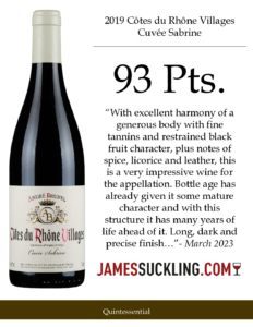 2019 André Brunel Côtes du Rhône Villages Cuvée Sabrine – 93 points, James Suckling – Accolade Sell Sheet
