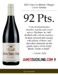 2022 André Brunel Côtes du Rhône Villages Cuvée Sabrine – 92 points, James Suckling – Accolade Sell Sheet