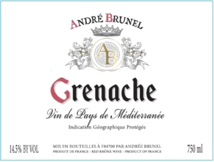 André Brunel Vin de Pays Grenache – Front Label – Non-Vintage