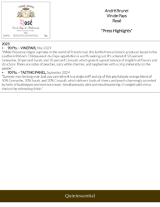 André Brunel Vin de Pays Rosé – Press Highlights