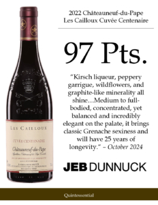 2022 André Brunel Châteauneuf-du-Pape Les Cailloux Cuvée Centenaire – 97 points, Jeb Dunnuck – Accolade Sell Sheet