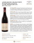 2022 André Brunel Châteauneuf-du-Pape Les Cailloux Cuvée Centenaire – Fact Sheet