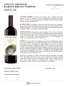 2019 Attilio Ghisolfi Barolo Bussia Bricco Visette – Fact Sheet