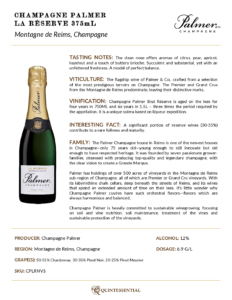 Champagne Palmer La Réserve – Fact Sheet – 375ml