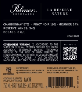 Champagne Palmer La Réserve Nature – Back Label
