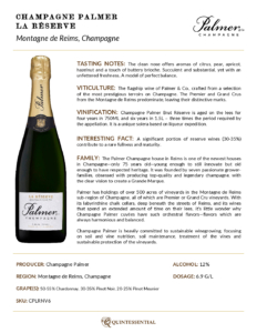 Champagne Palmer La Réserve – Fact Sheet – 750ml