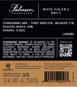 Champagne Palmer Rosé Solera – Back Label