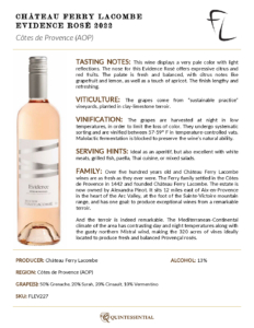 2022 Château Ferry Lacombe Evidence Rosé – Fact Sheet