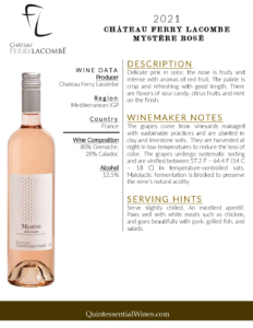 2021 Château Ferry Lacombe Mystère Rosé – Fact Sheet
