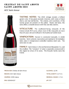 2022 Georges Duboeuf Château de Saint-Amour – Fact Sheet