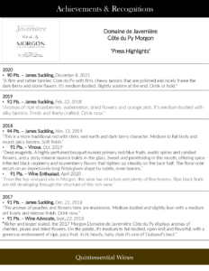 Georges Duboeuf Domaine de Javerniére “Cote du Py” Morgon – Press Highlights