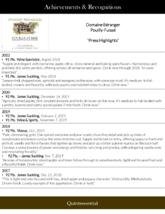 Georges Duboeuf Domaine Béranger Pouilly Fuissé – Press Highlights