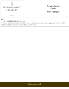 Domaine Carrion Chablis – Press Highlights
