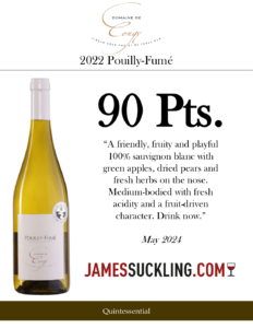 2022 Domaine de Congy Pouilly-Fumé – 90 points, James Suckling – Accolade Sell Sheet