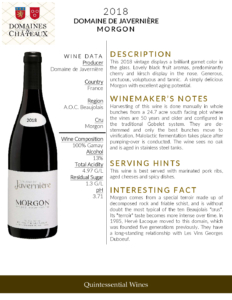 2018 Georges Duboeuf Domaine de Javernière Morgon – Fact Sheet