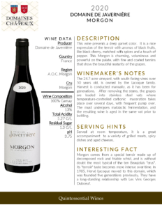 2020 Georges Duboeuf Domaine de Javernière Morgon – Fact Sheet