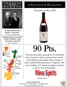2016 Georges Duboeuf Domaine du Riaz Cote de Brouilly –  90 points, Wine & Spirits – Accolade Sell Sheet